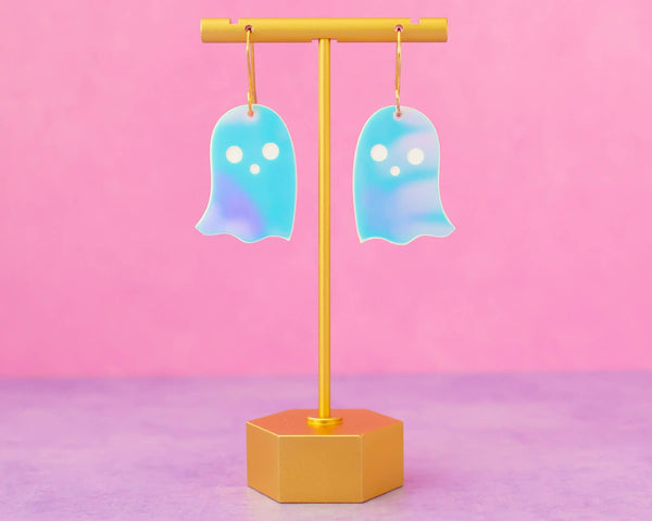 Cute Holographic Acrylic Ghost Halloween Earrings