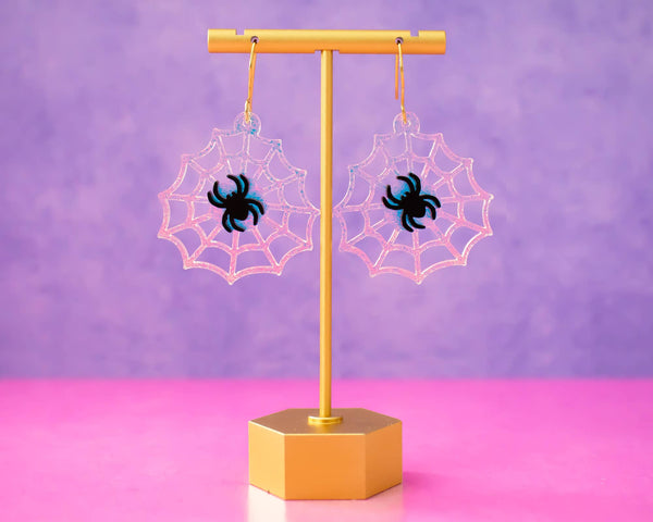 Spider Web Acrylic Halloween Earrings
