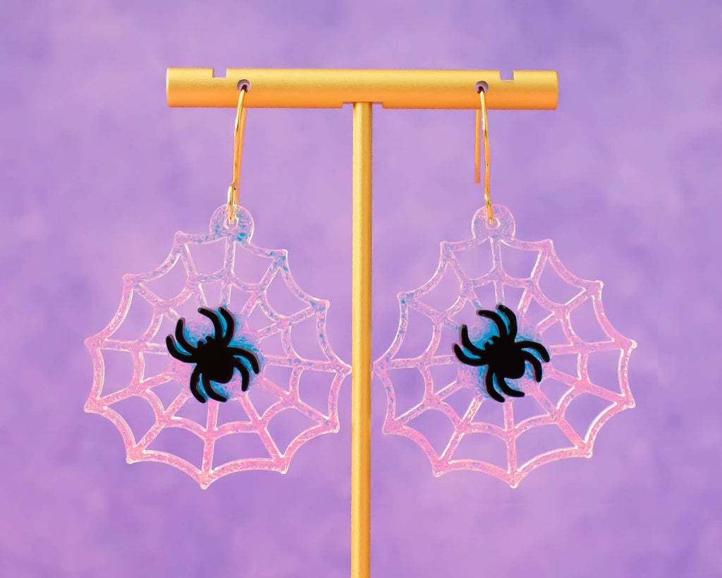 Spider Web Acrylic Halloween Earrings