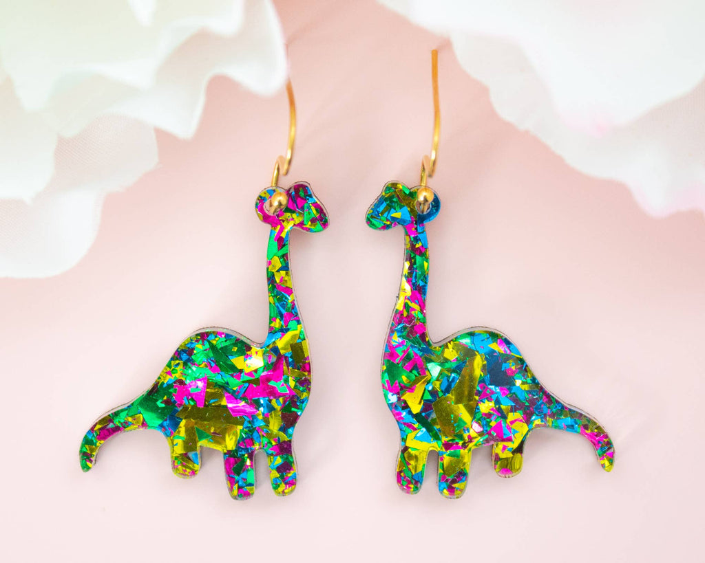 Multicolor Acrylic Dinosaur Earrings