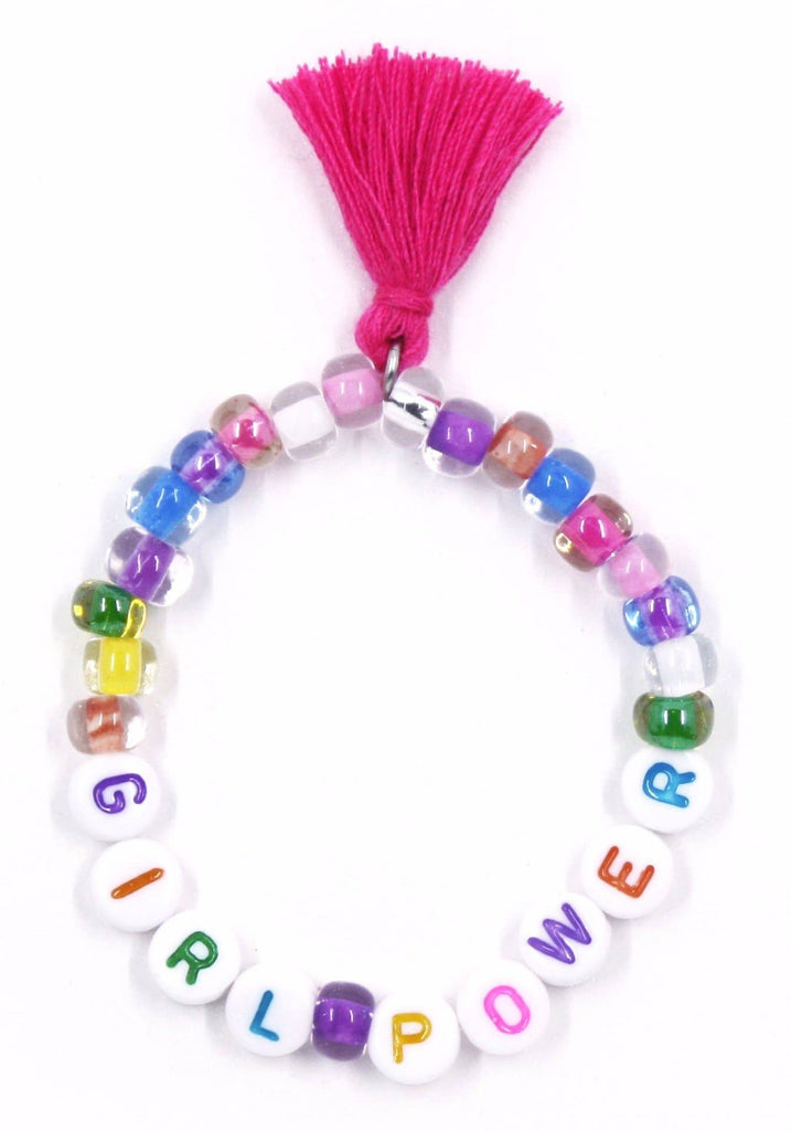 Girl Power Stretch Bracelet - Rainbow Letters