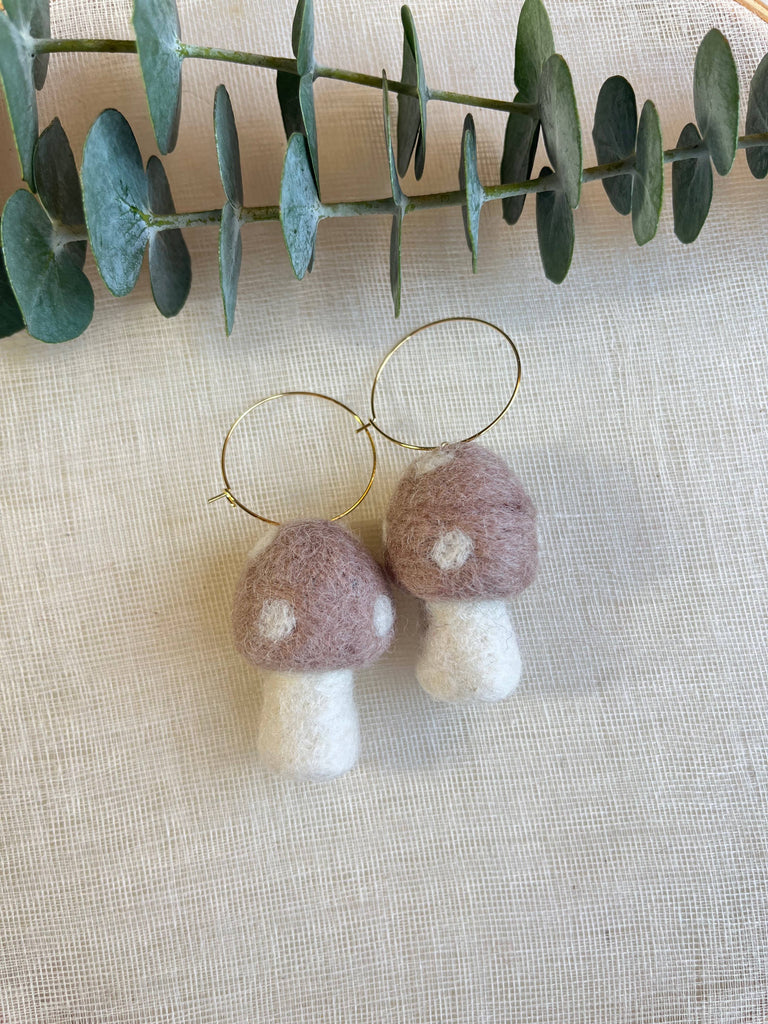Mini Mushie Felted Earrings Beige – Less Bitter More Glitter