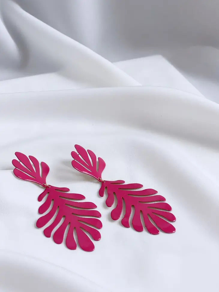 Coral Reef Raspberry Leaf Earrings