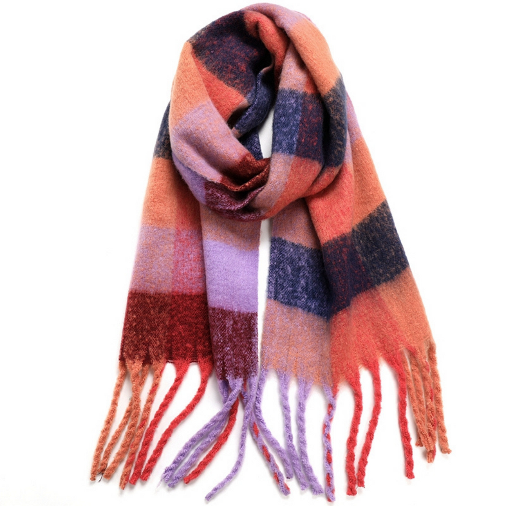 Plaid Oblong Cashmere feel Scarf