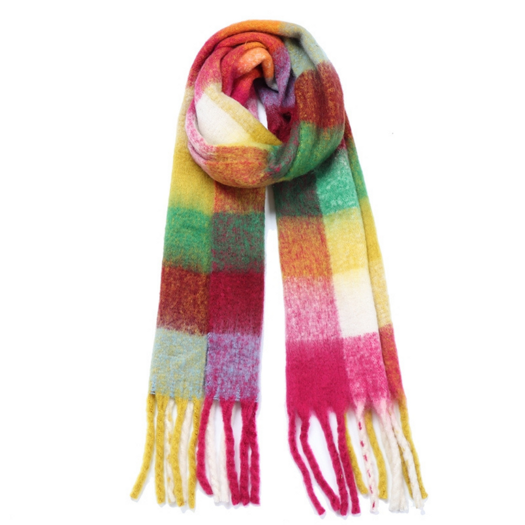 Plaid Oblong Cashmere feel Scarf
