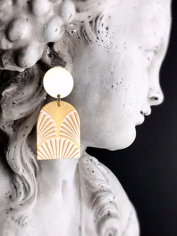 Geometric Acrylic Brass Arch Earrings - Deco