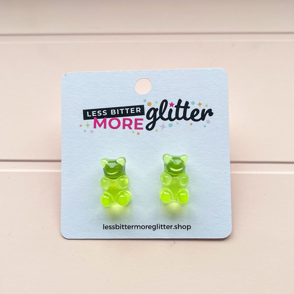 Lime Green Gummy Bear Earrings