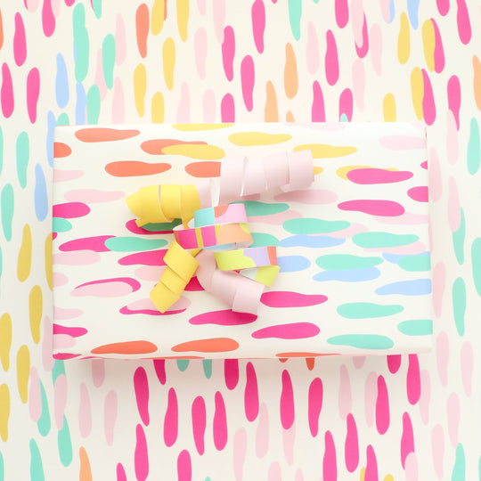 Rainbow Confetti Dots Abstract Wrapping Paper