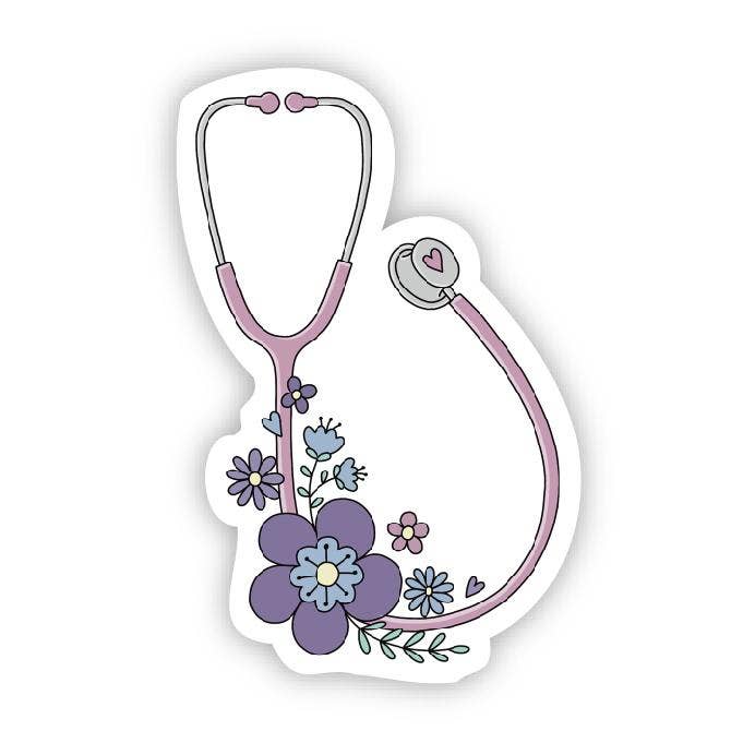 Floral Stethoscope Sticker