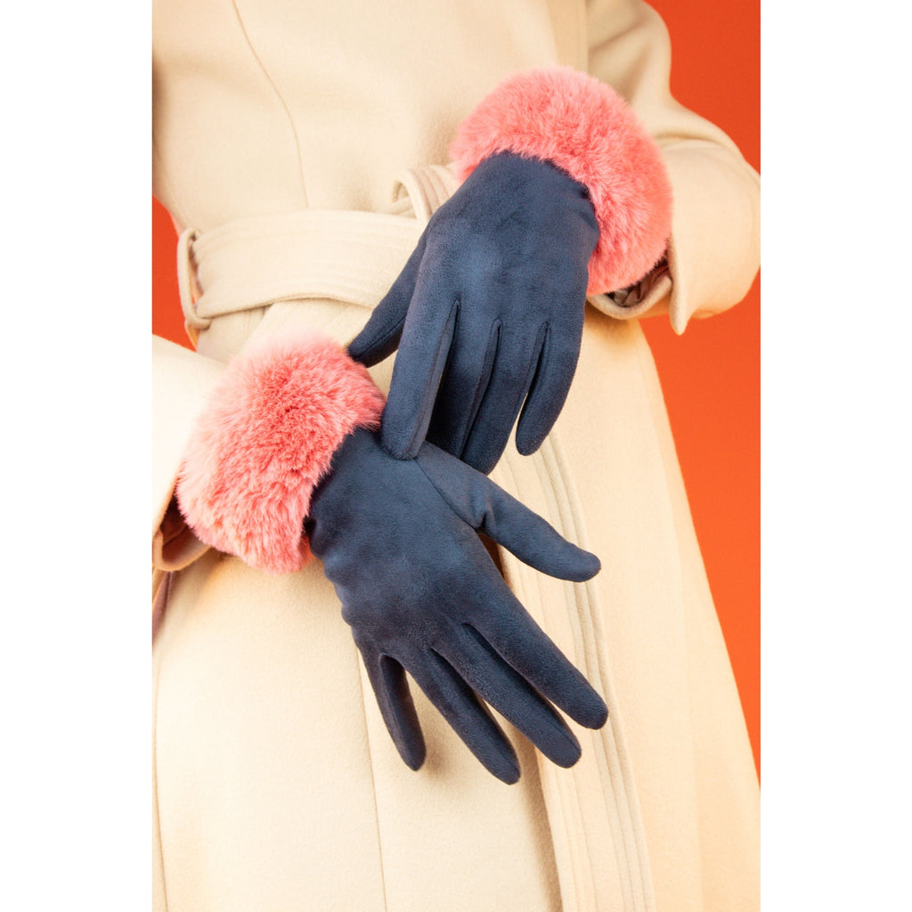 Bettina Gloves - Navy/Rose