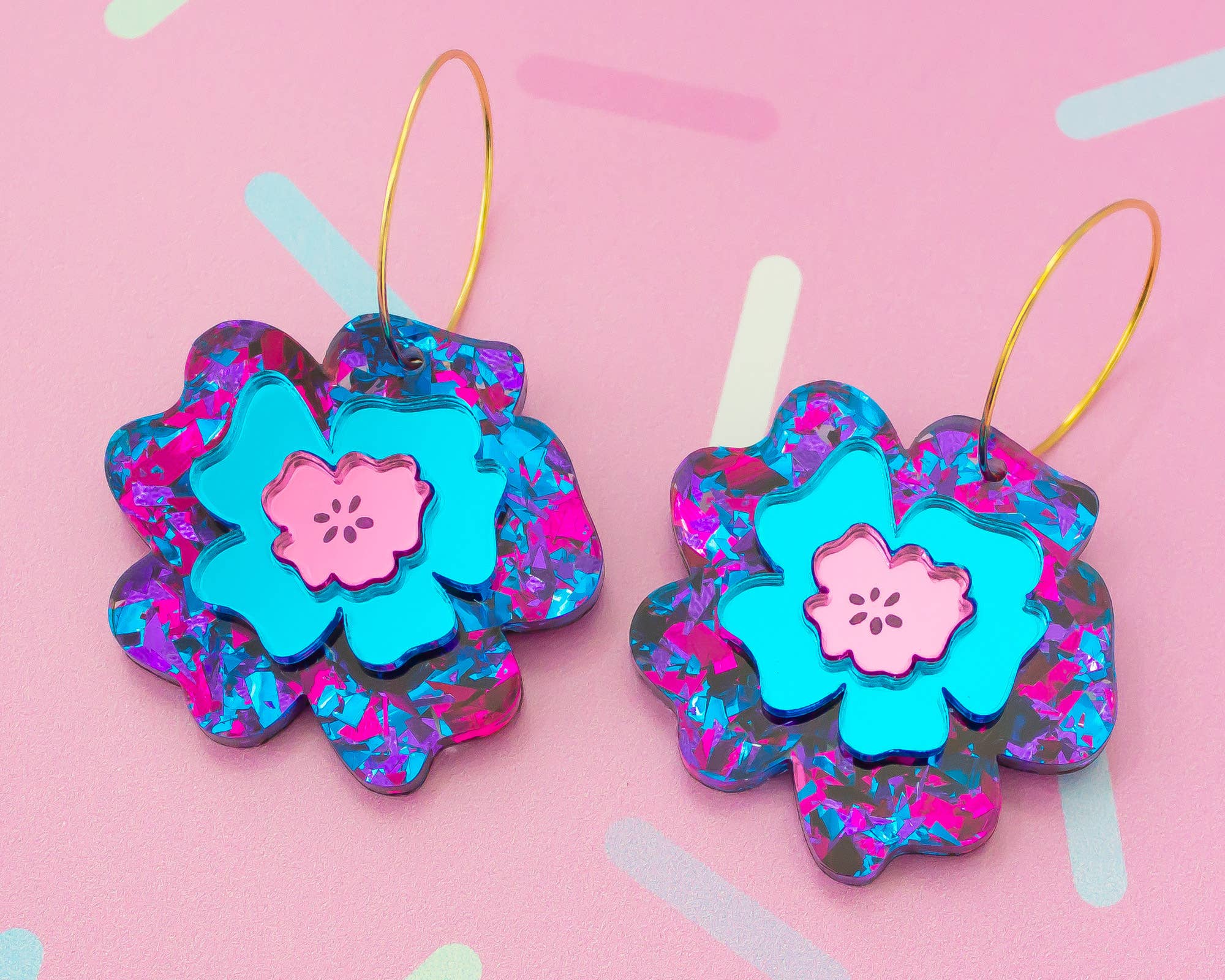 Shrink Plastic Flower Earrings