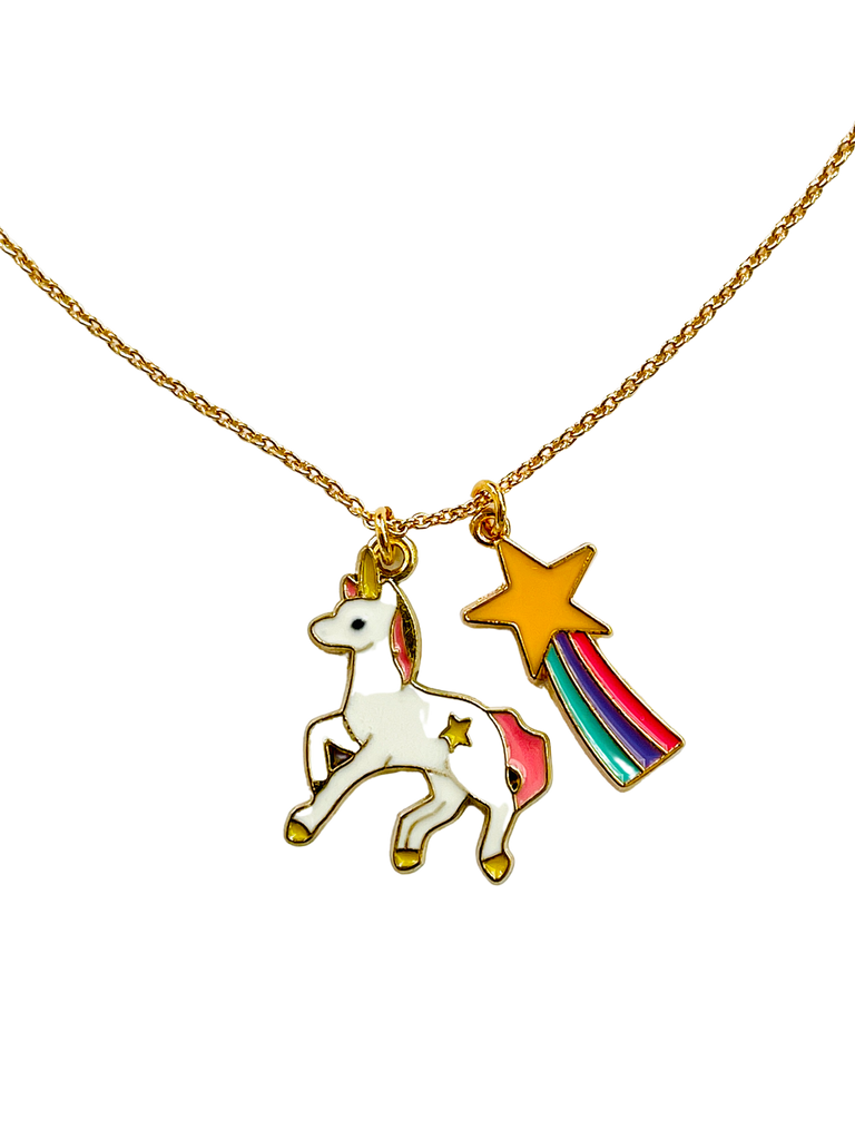 Shooting Star and Unicorn Charm Necklace