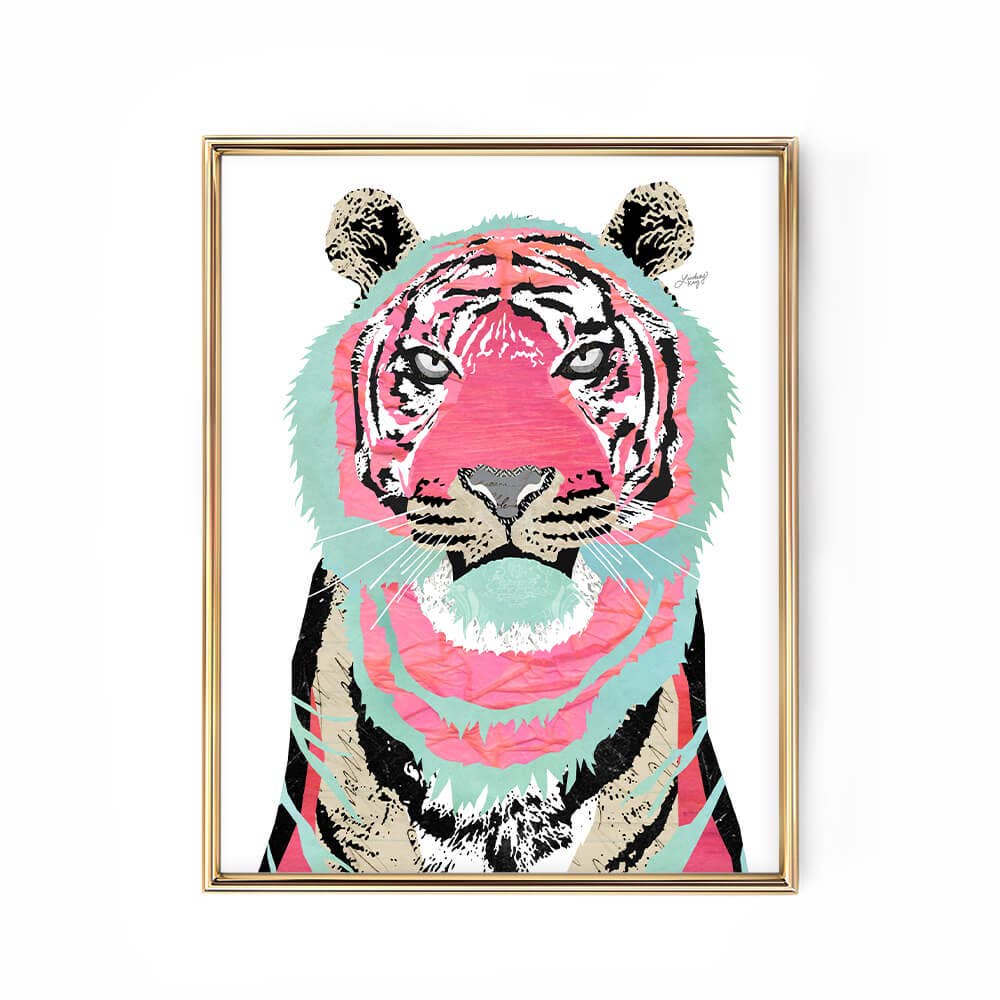 Pink Tiger Collage - Art Print