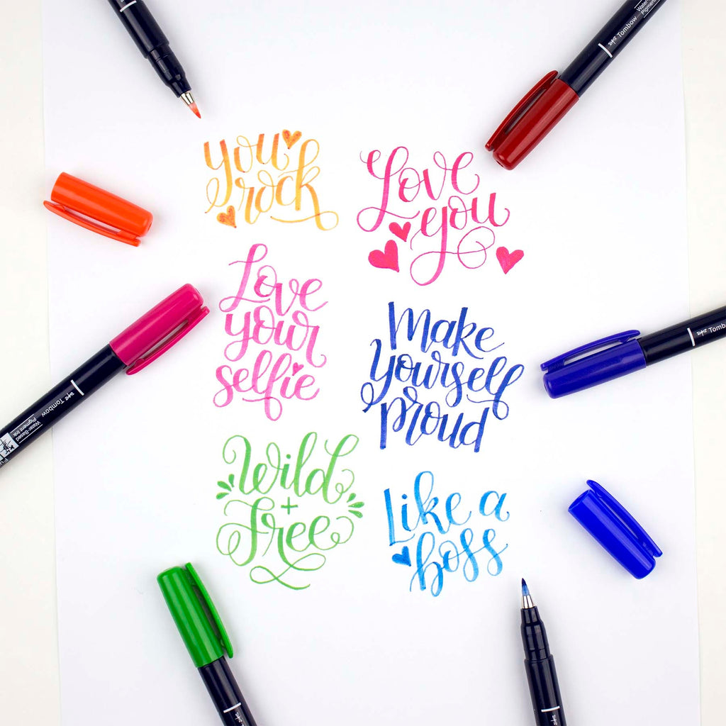 Fudenosuke Colors Brush Pen Set, 10-Pack, Calligraphy & Lettering