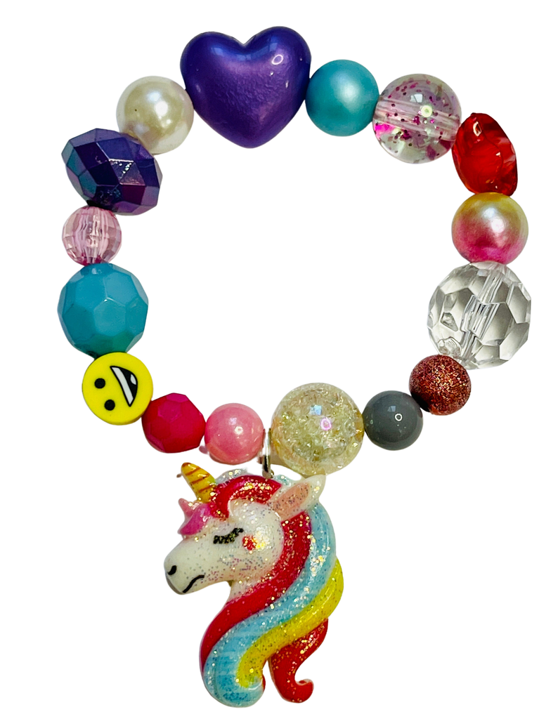 Kids Unicorn Stretch Bracelet Multi Bead