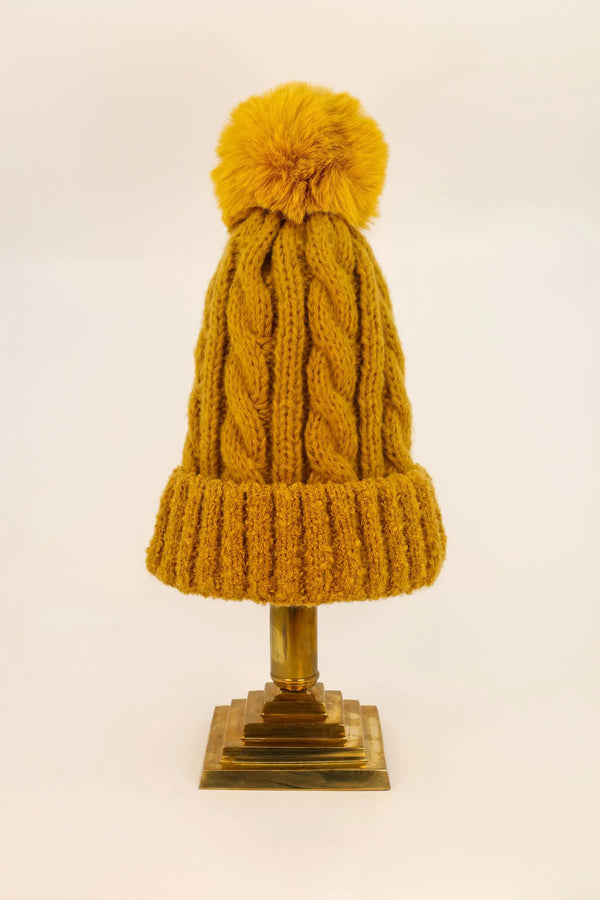 Freya Bobble Hat -Mustard