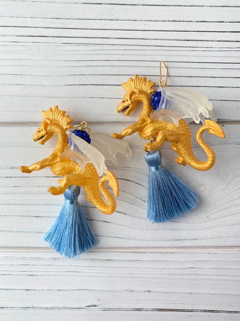 Gilded Dragon Tassel Earrings