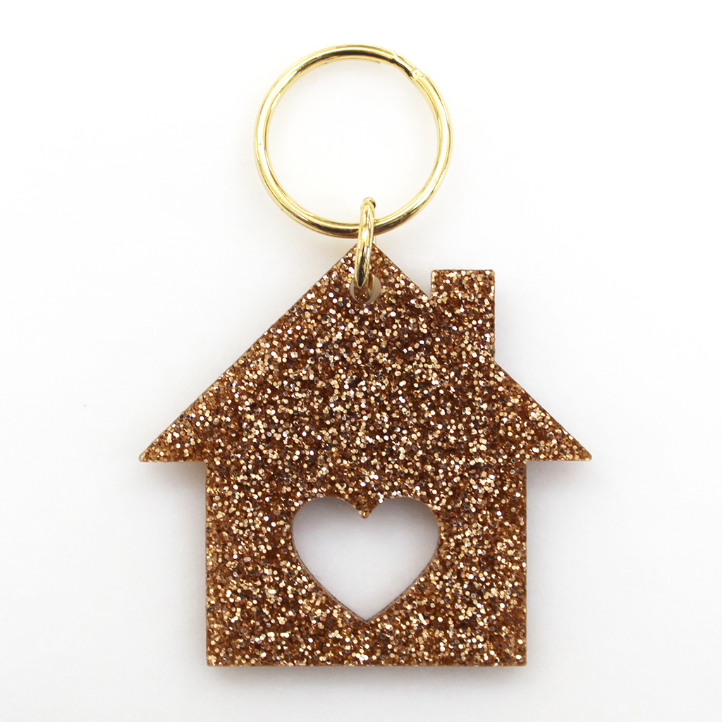 Glitter Keychain - Shape - HOUSE