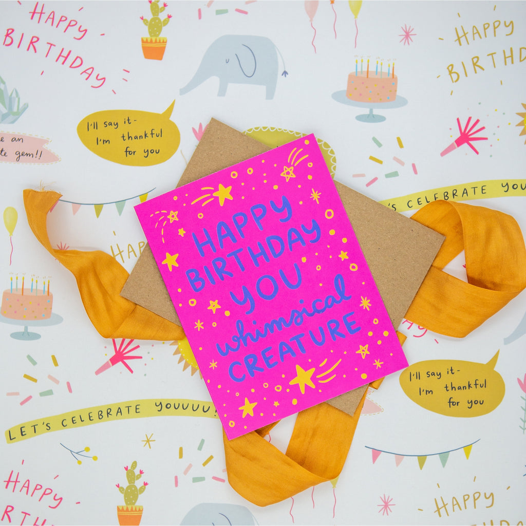 Happy Birthday Whimsical Creature Greeting Card - Blank Card