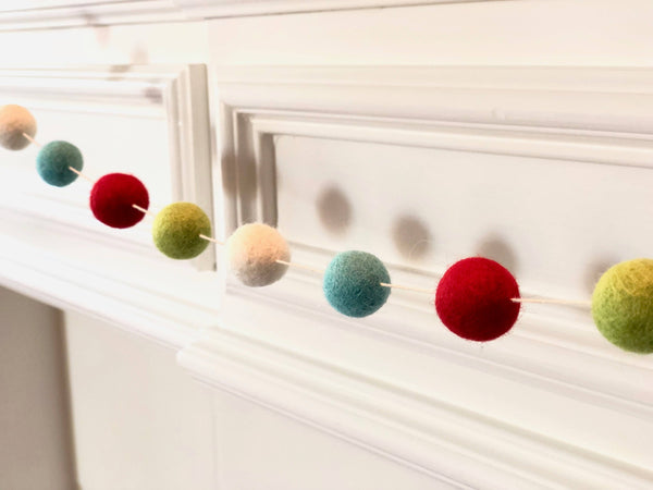 Merry Wool Felt Ball Garland