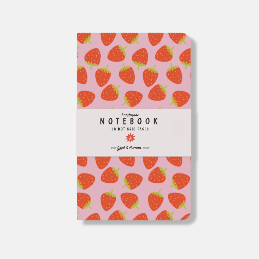 Pink Strawberries Dot Grid Notebook
