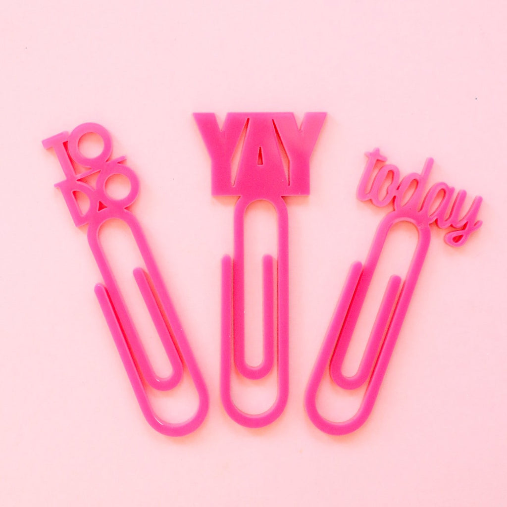 Acrylic Paper Clips - Planner Accessory Words