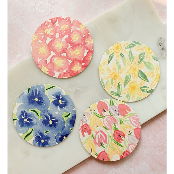 Watercolor Floral Reusable Coasters